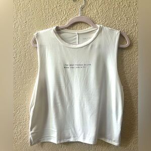 Good hYOUman Tank Top Muscle Crop Sz L “the best things in life make you sweaty”